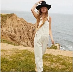 Free People We The Free Ziggy Denim Overalls medium white cream